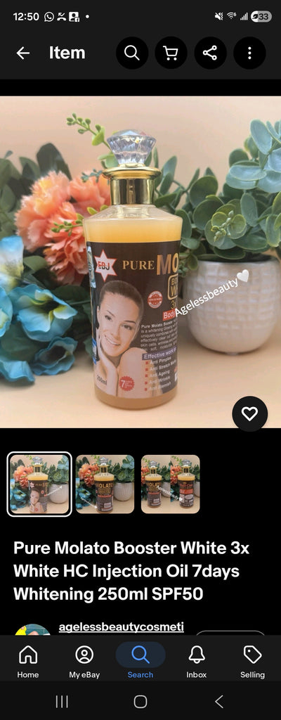 PURE MOLATO BOOSTER WHITE 3X WHITE HC INJECTION OIL 7DAYS WHITENING 250ml HALF-CAST BINJECTION OIL