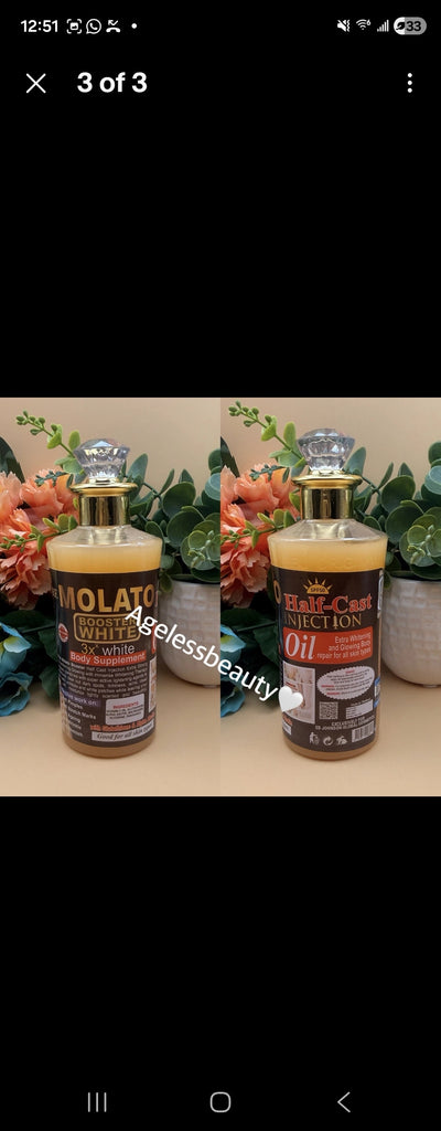 PURE MOLATO BOOSTER WHITE 3X WHITE HC INJECTION OIL 7DAYS WHITENING 250ml HALF-CAST BINJECTION OIL